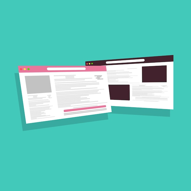 Modelli di siti Web piatti Illustrazione vettoriale per la progettazione di siti Web