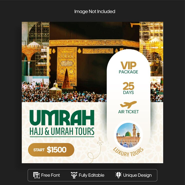Modelli di volantini per i social media per il Hajj e l'Umrah
