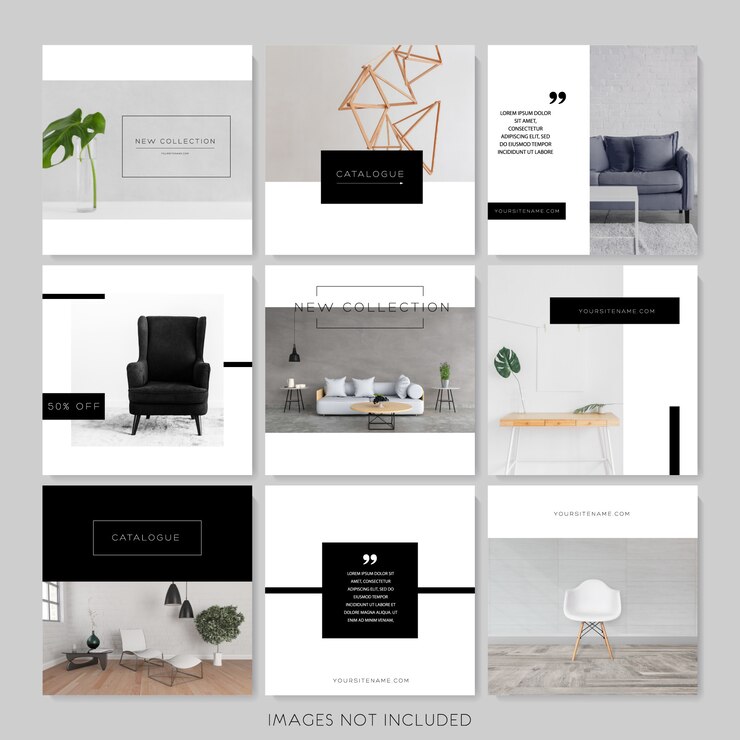 Modelli minimalisti di instagram in bianco e nero.