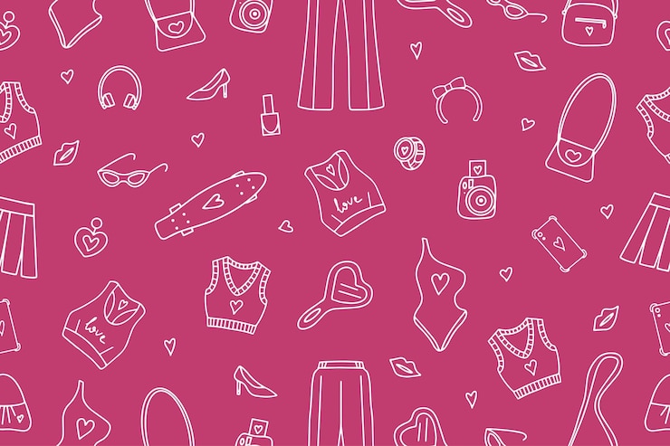 Vettore modelli rosa alla moda senza soluzione di continuità in stile barbicore illustrazione vettoriale