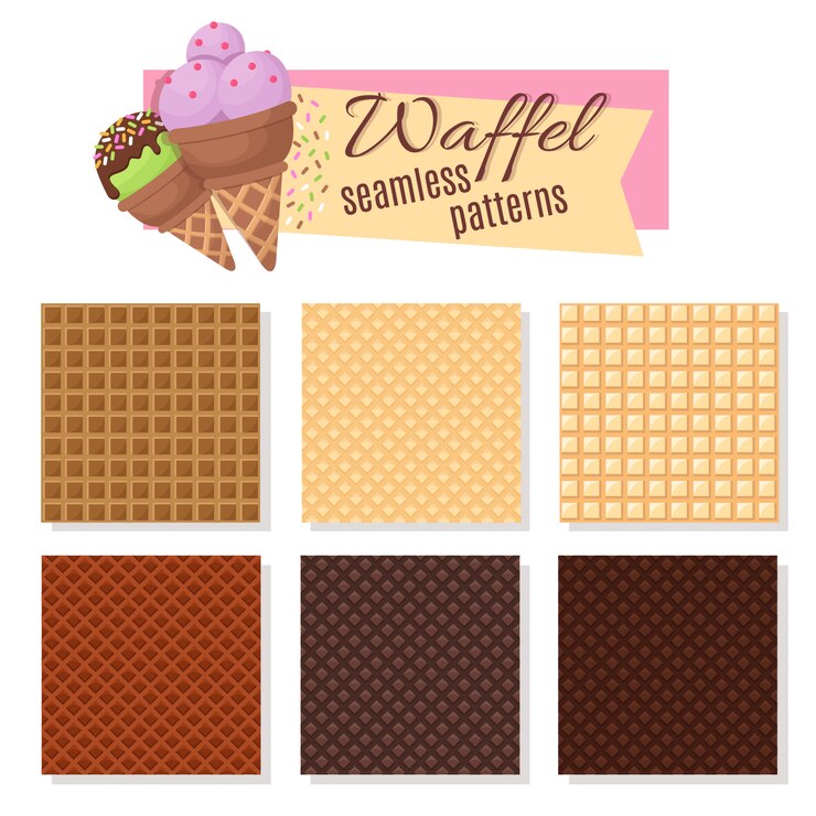 Vettore modelli senza cuciture di vettore del cono di waffel del gelato