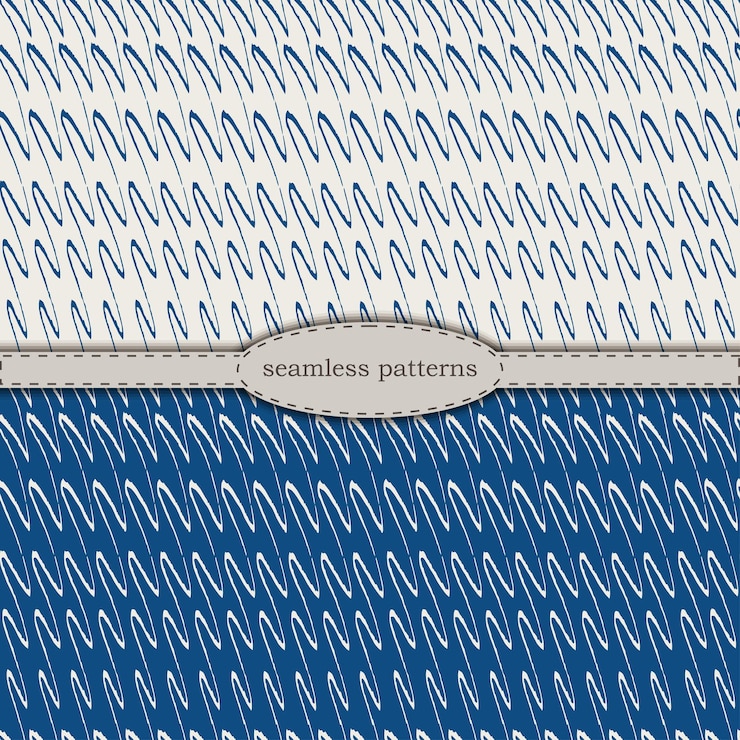 Vettore modelli senza cuciture disegnati a mano in stile minimalista scandinavo semplificato classico pantone blu 2020 e vettore disegnato a mano bicolore beige stock per la stampa su avvolgimento di carta da parati in tessuto tessile