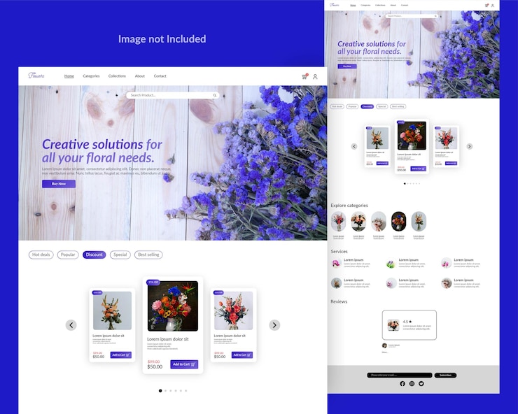 Vettore modelli web minimalisti o progettazione di pagine di destinazione per negozi di fiori