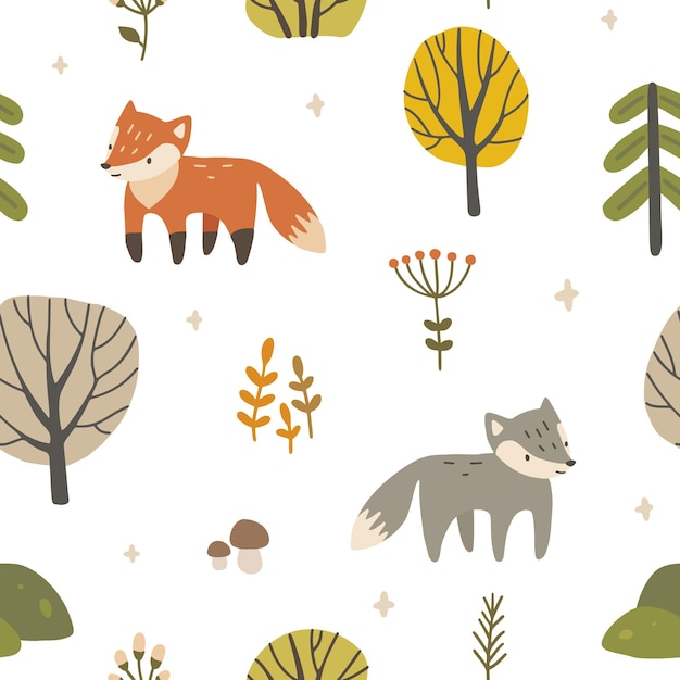 Modello animale carino foresta autunnale.