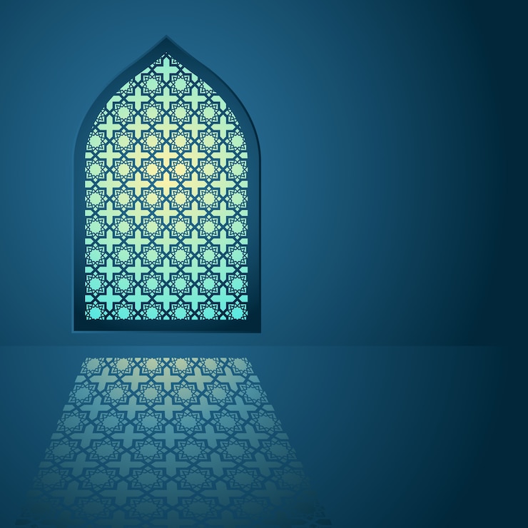 Vettore modello arabo sulla finestra della moschea