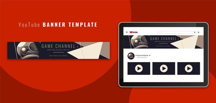 Vettore modello astratto di banner di youtube in stile piatto