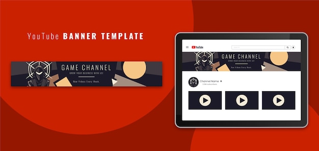 Modello astratto di banner di YouTube in stile piatto