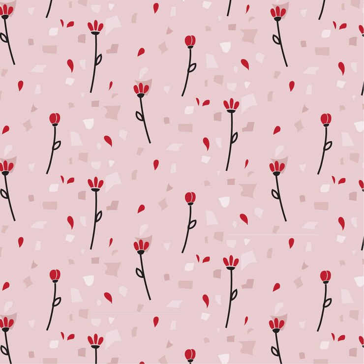 Modello astratto di forme floreali e rosa