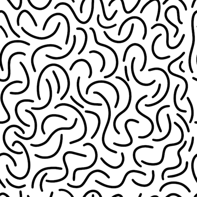 Modello astratto di forme geometriche nero su sfondo bianco Un'onda geometrica di sfondo di cerchi Modello astratto senza cuciture vettoriale con una forma a spirale rotonda disegnata a mano realizzata con un pennello