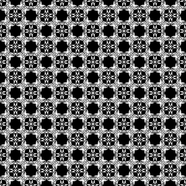Modello astratto senza cuciture in bianco e nero. Sfondo e sfondo. Disegno ornamentale in scala di grigi.