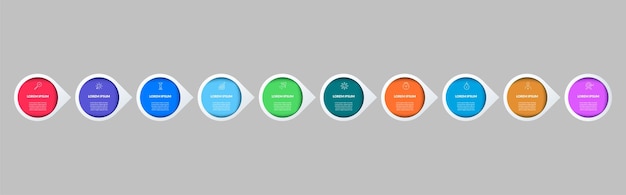 Modello aziendale di progettazione infografica vettoriale con icone e 10 opzioni o passaggi