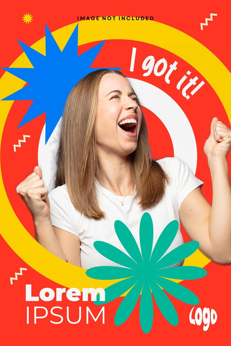 Vettore modello banner donna felice l'ho ottenuto volantino di successo