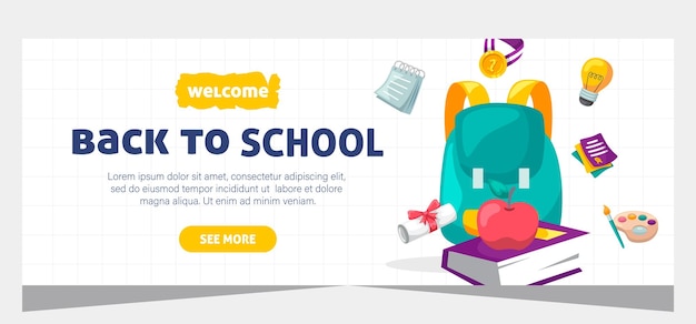 Modello banner ritorno a scuola Disegno vettoriale