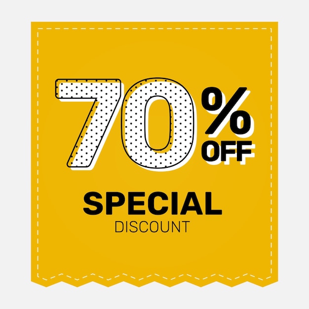 Modello Banner Sconto Speciale 70 OFF Prezzo Offerta Vettore Giallo