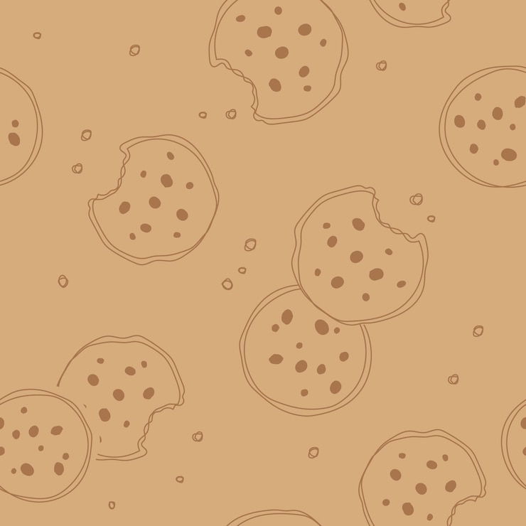 Vettore modello biscotto disegnato a mano modello senza cuciture piatto semplice biscotto carino
