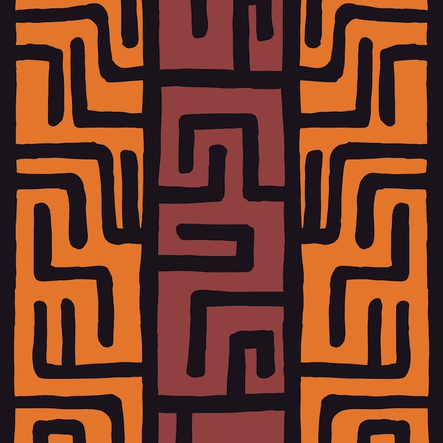 Modello bohemien etnico colorato tribale con elementi geometrici, panno di fango africano, design tribale
