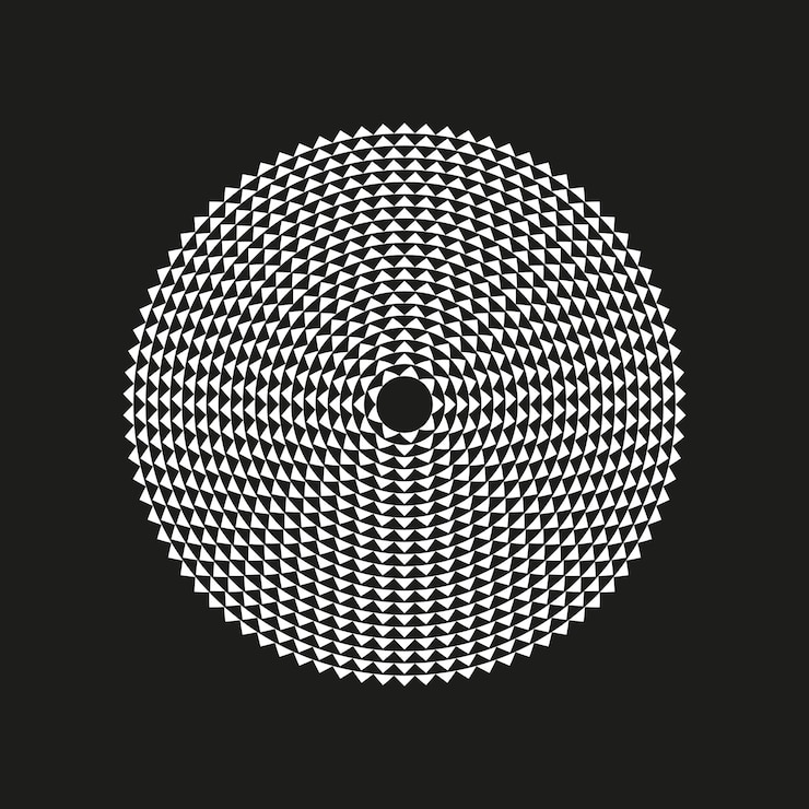 Vettore modello circolare astratto sfondo nero forme triangolari bianche illustrazione vettoriale