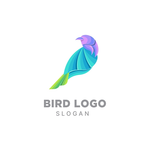 Modello colorato gradiente di design del logo dell'uccello