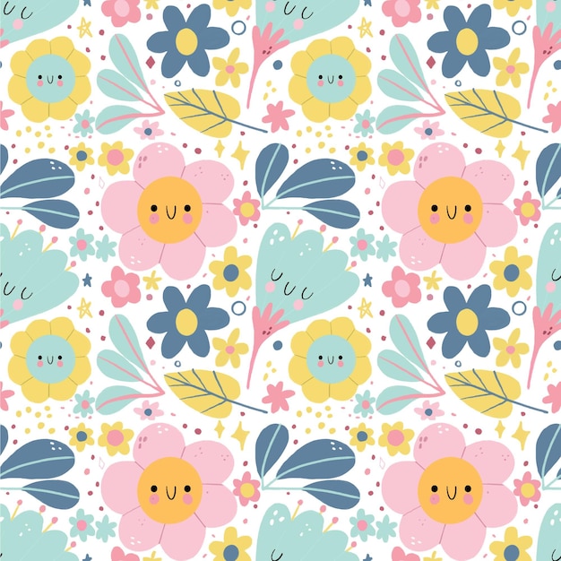 Modello con fiori e foglie