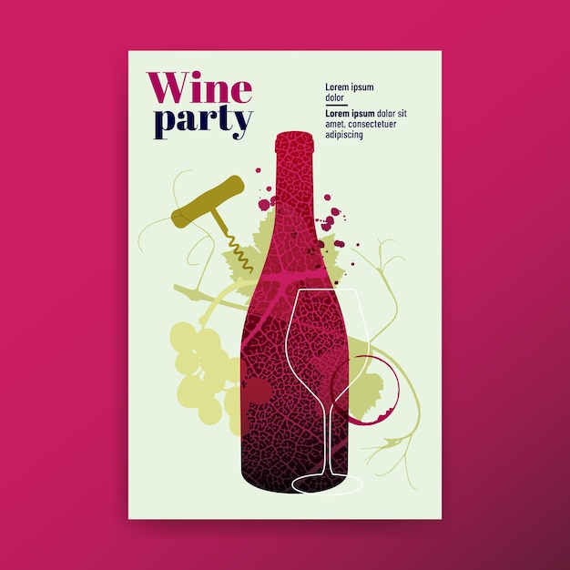 Modello con simboli ed elementi del vino per manifesti di design copertine di brochure e striscioni