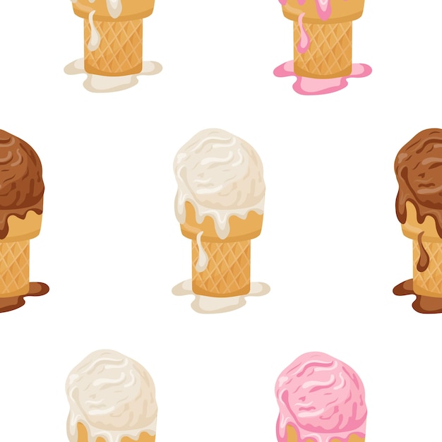 modello con vari gelati di diversi sapori e colori in tazze di waffle