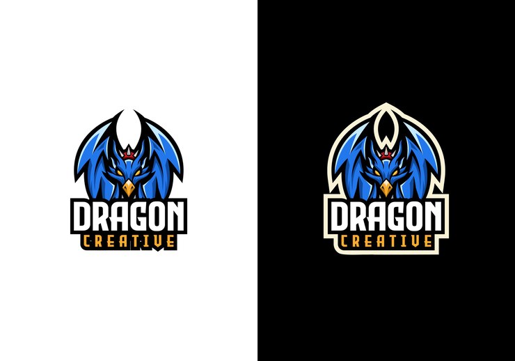 Modello creativo di logo della mascotte di sport del drago