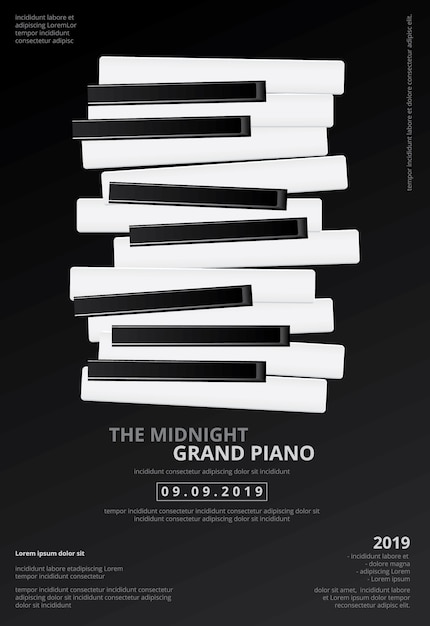 Modello del fondo del manifesto del pianoforte a coda di musica
