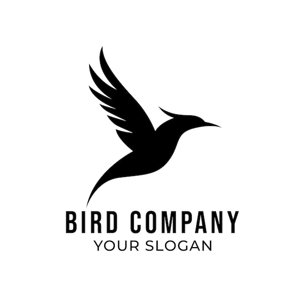 Modello del logo a silhouette di uccello isolato su sfondo bianco