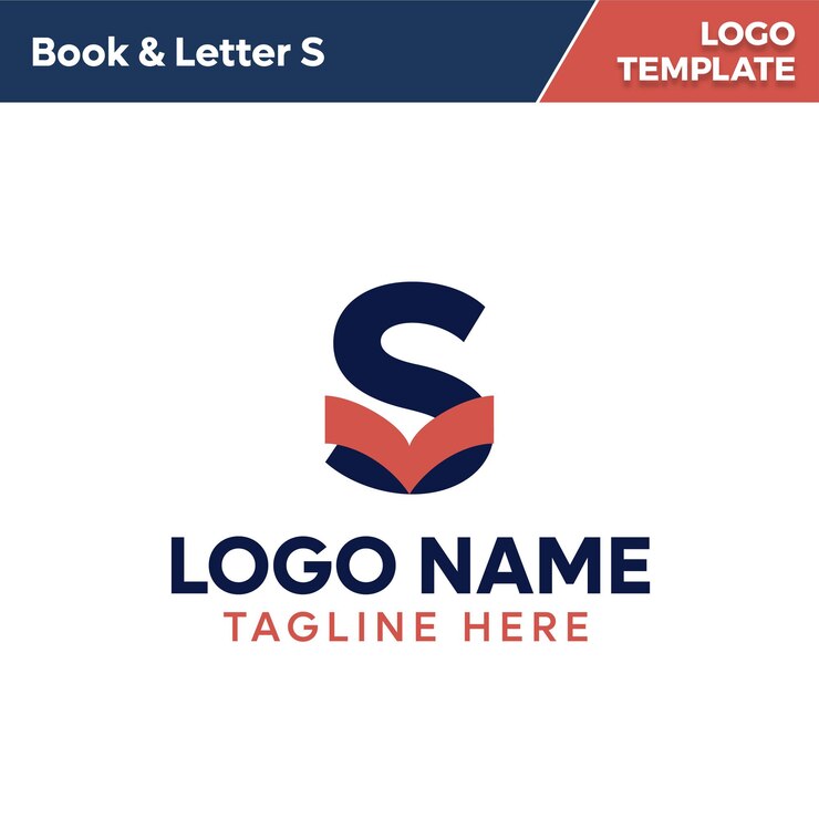 Modello del logo del libro e della lettera S