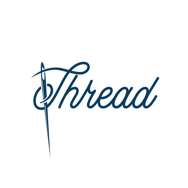Modello del logo dell'ago a filo