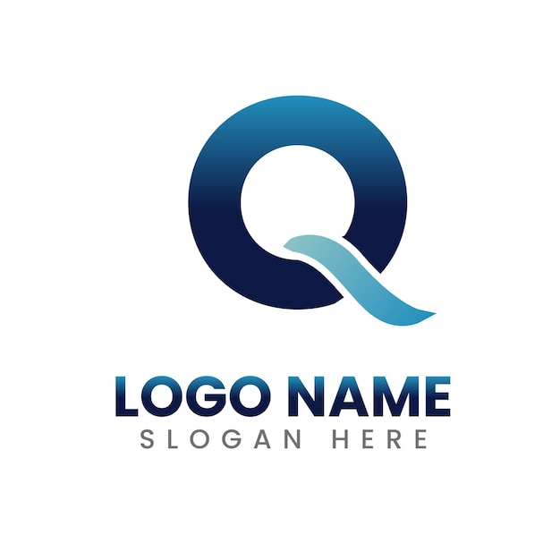 Modello del logo della lettera a onde Lettera Q