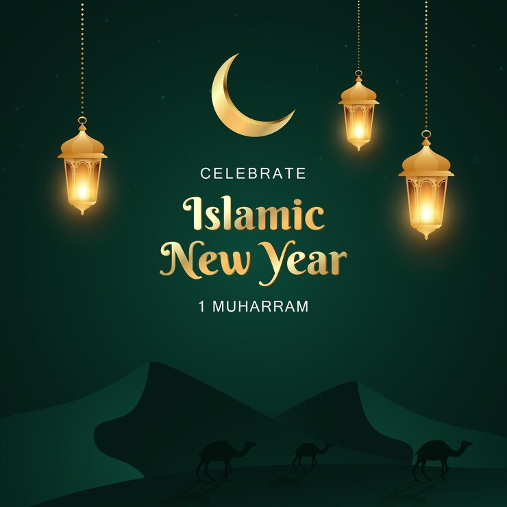 Modello del manifesto del felice anno nuovo islamico