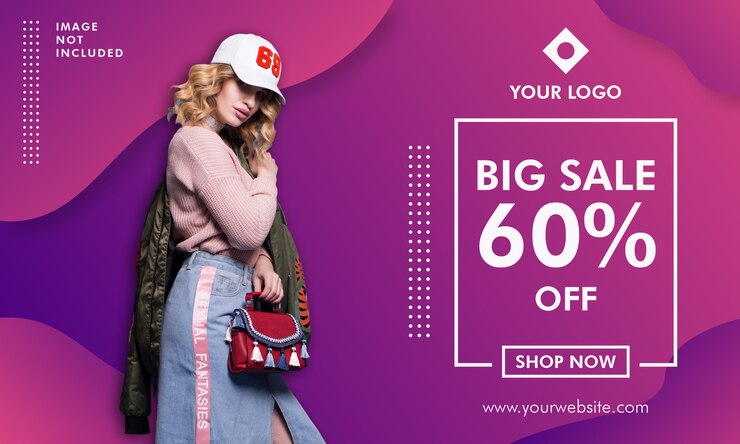 Vettore modello dell'insegna di promozione di vendita di moda