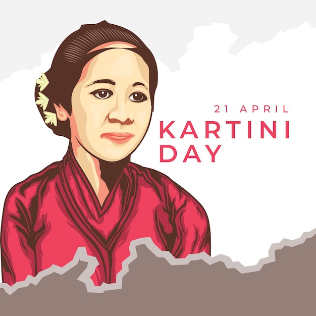 Modello della bandiera del giorno di Kartini dell'eroe della donna indonesiana