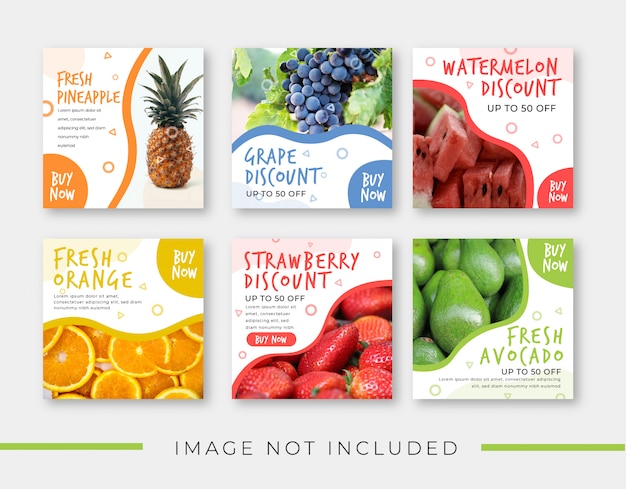 modello della bandiera di vendita di frutta per post Instagram
