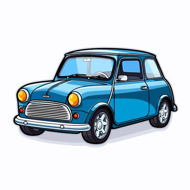 Vettore modello di adesivo in stile cartone animato con design divertente e giocoso per mini auto