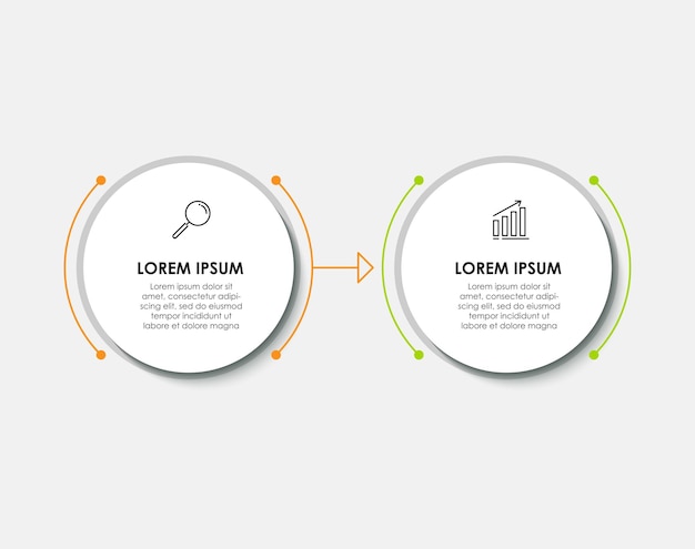 Modello di affari dell'illustrazione di progettazione infografica vettoriale con icone e 2 opzioni o passaggi