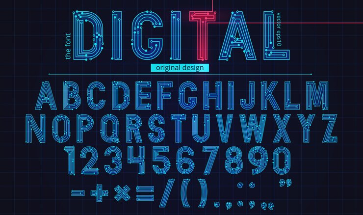 modello di alfabeto lineare digitale