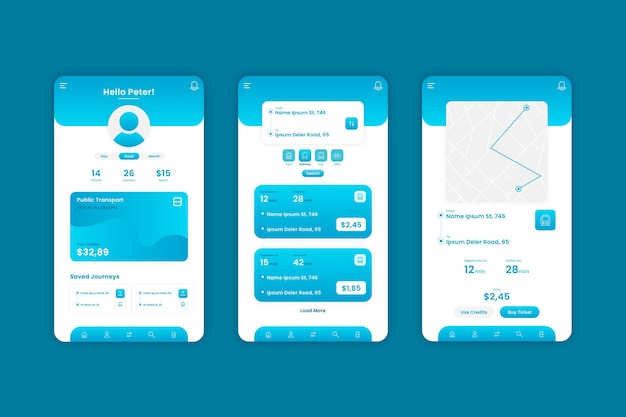Modello di app di trasporto pubblico creativo