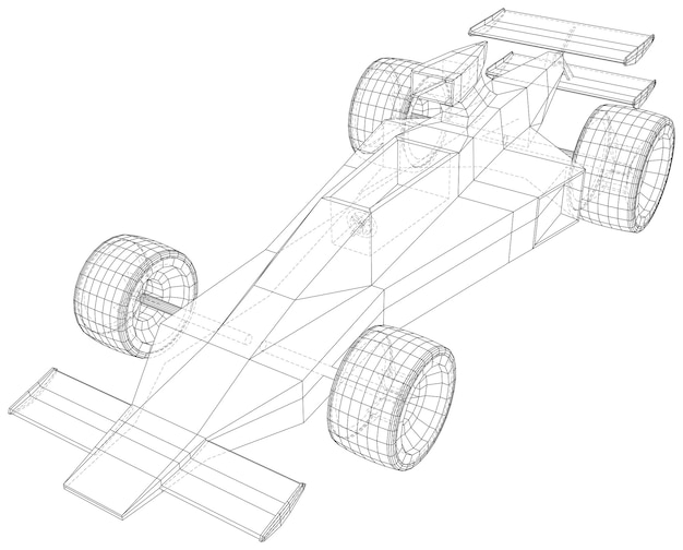 Modello di auto di velocità Disegno astratto Formato Wireframe EPS10 Vettore creato di 3d