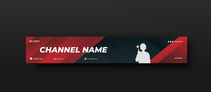 Vettore modello di banner artistico professionale per canali youtube