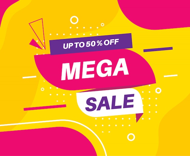 Modello di banner design piatto mega vendita sconto