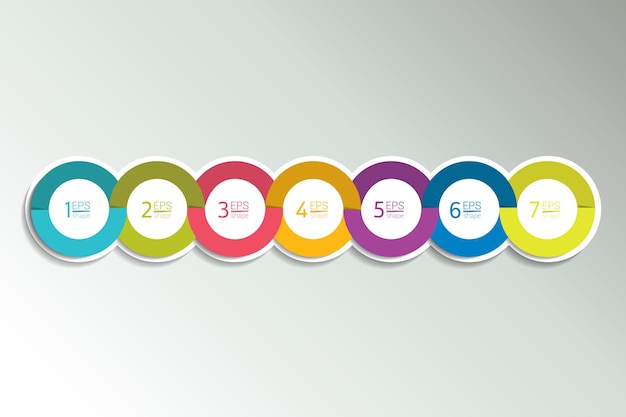 Modello di banner di 7 elementi di business Infografica del grafico di progettazione di sette passaggi.