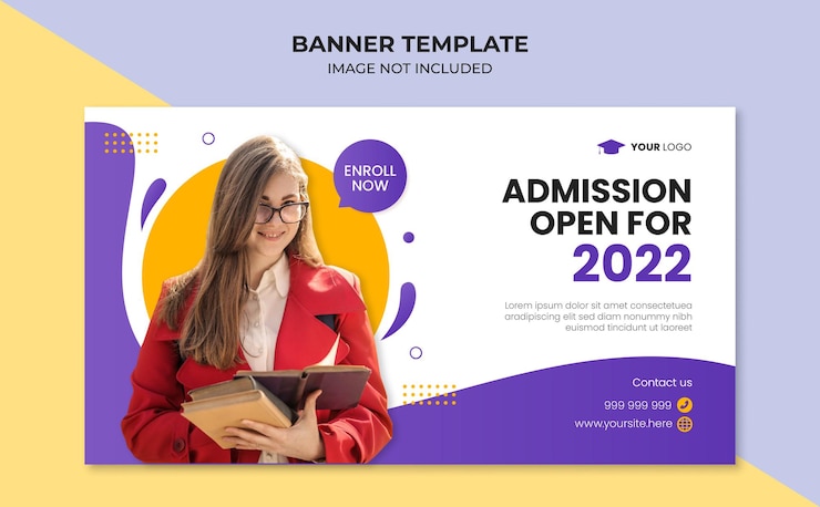 Vettore modello di banner di ammissione alla scuola