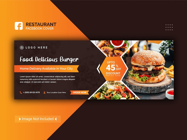Vettore modello di banner di copertina di facebook per cibo e ristorante