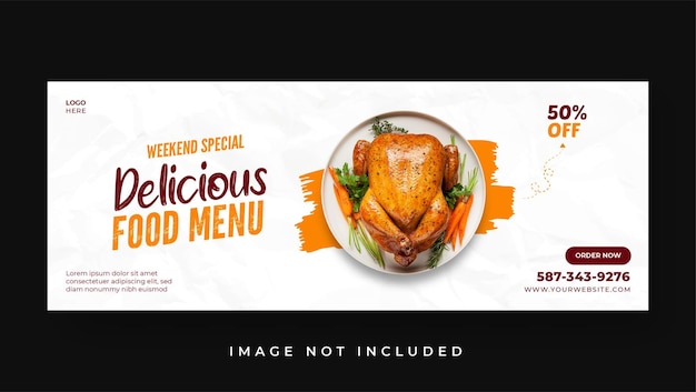 Modello di banner di copertina di facebook per la promozione del menu di cibo delizioso