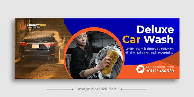 Modello di banner di copertura di facebook per autolavaggio modello di social media e banner web per il servizio di lavaggio auto