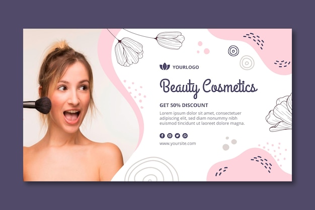 Modello di banner di cosmetici per il viso di bellezza