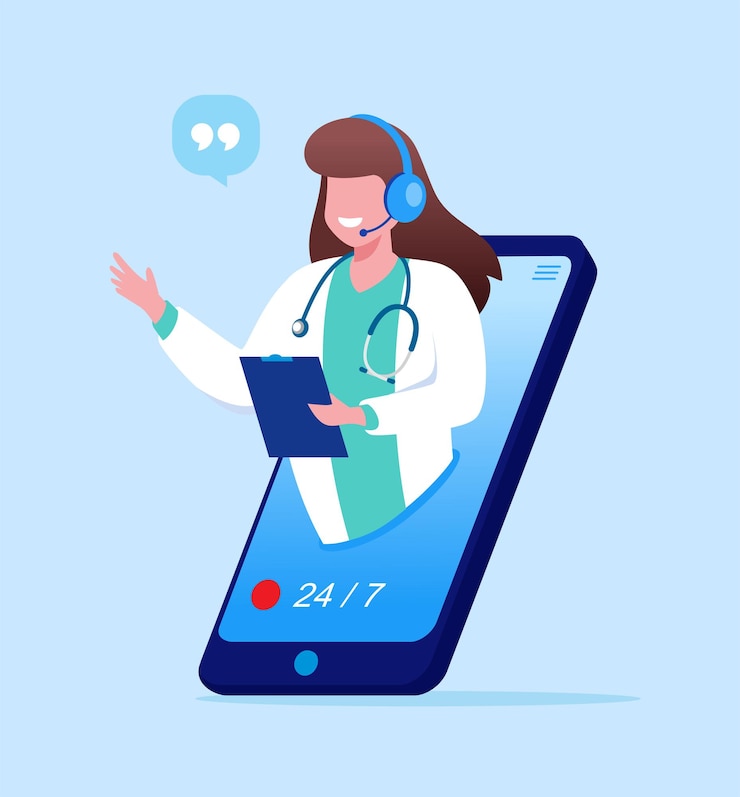 Vettore modello di banner di illustrazione vettoriale piatto di consultazione medica online