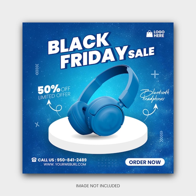 Modello di banner di social media di vendita super black friday